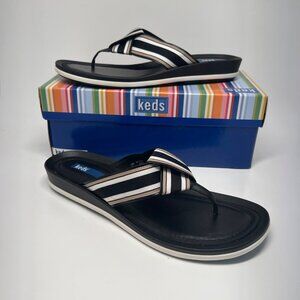 NIB Keds Women's Black TISBURY Thong Flip Flop Sandals Size 10M